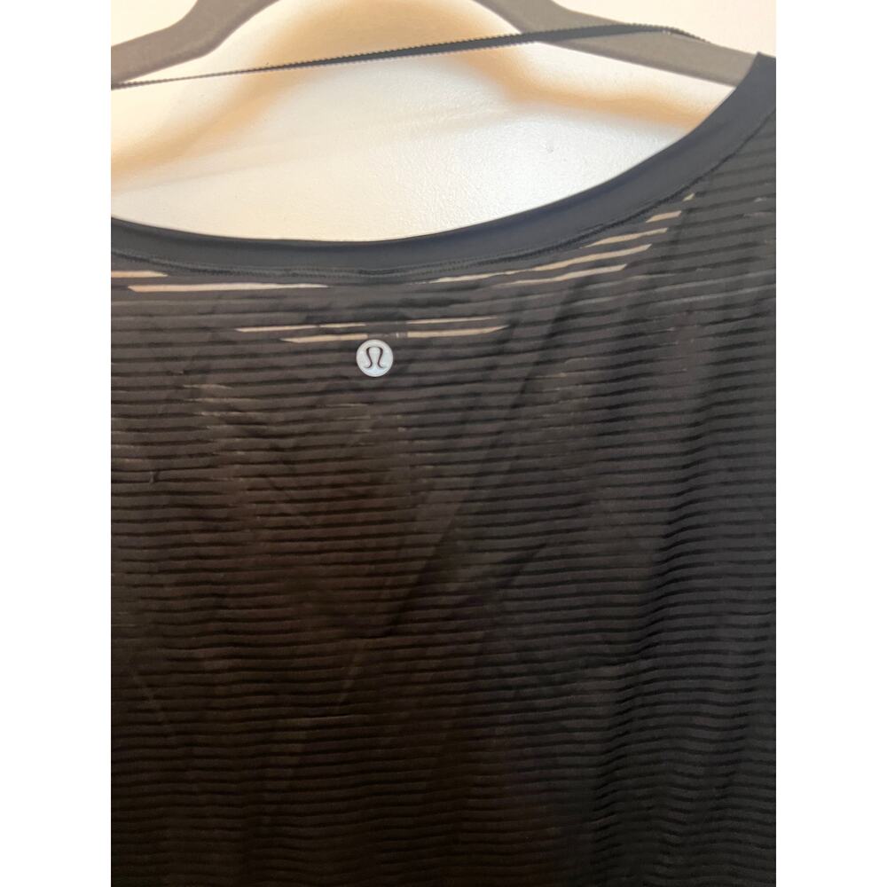 Lululemon Black Sheer Striped Mesh Lean Long Sleeve Athletic Workout Top 10 Yoga - Picture 4 of 6